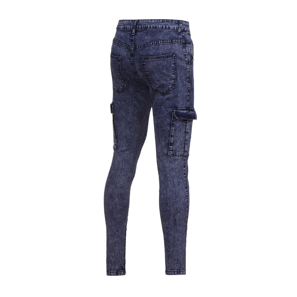 Skinny jeans voor heren stretch denim broek distressed ripped gerafelde slim fit pocket jeans broeken herenkleding