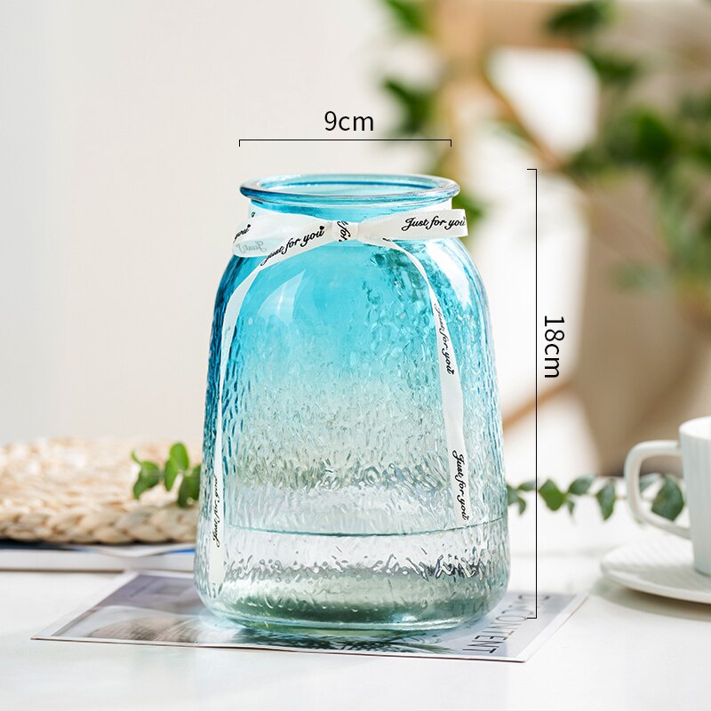 Machepot-jarrón de cristal con degradado para decoración del hogar, maceta creativa para flores, vasos para plantas, mesa y Escritorio: Style-D