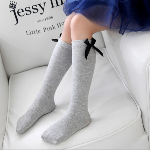 Lovely Girls Kids Toddler Bow Knee High Socks Colours Silk Bow 1 to 8 years