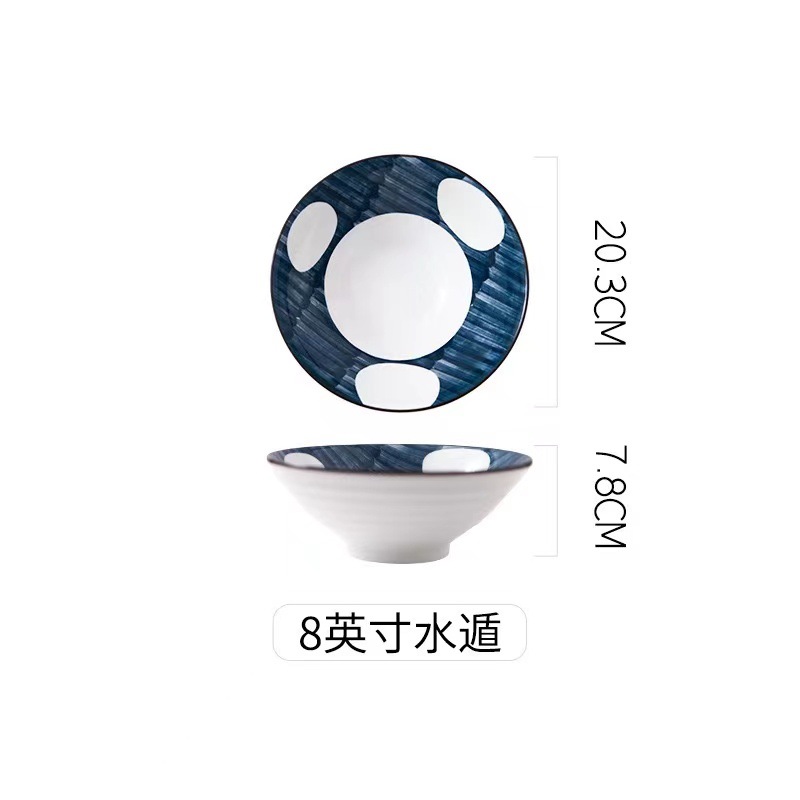 Japanese Hand-painted Japanese Style Home Ramen Bowl Hat Bowl Rice Bowl Ceramic Tableware Personality Big Soup Bowl: G