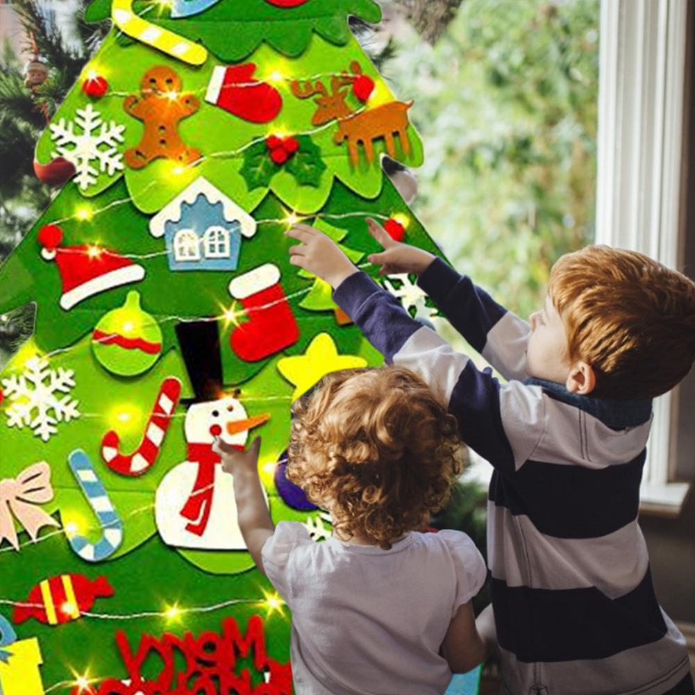 DIY Fühlte Weihnachten Baum Mit Weihnachten Schnur Lichter Für Tür Zauberstab Hängen Ornamente Künstliche Baum freundlicher Navidad Dekor