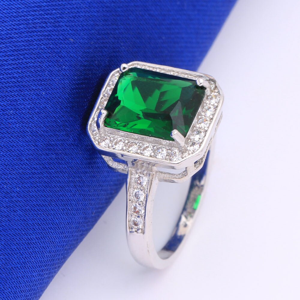 Verde pietra di Colore Argento a buon mercato bianco dei monili di modo cz promessa pavimentato di lusso della signora anelli di fidanzamento per le donne di Nozze