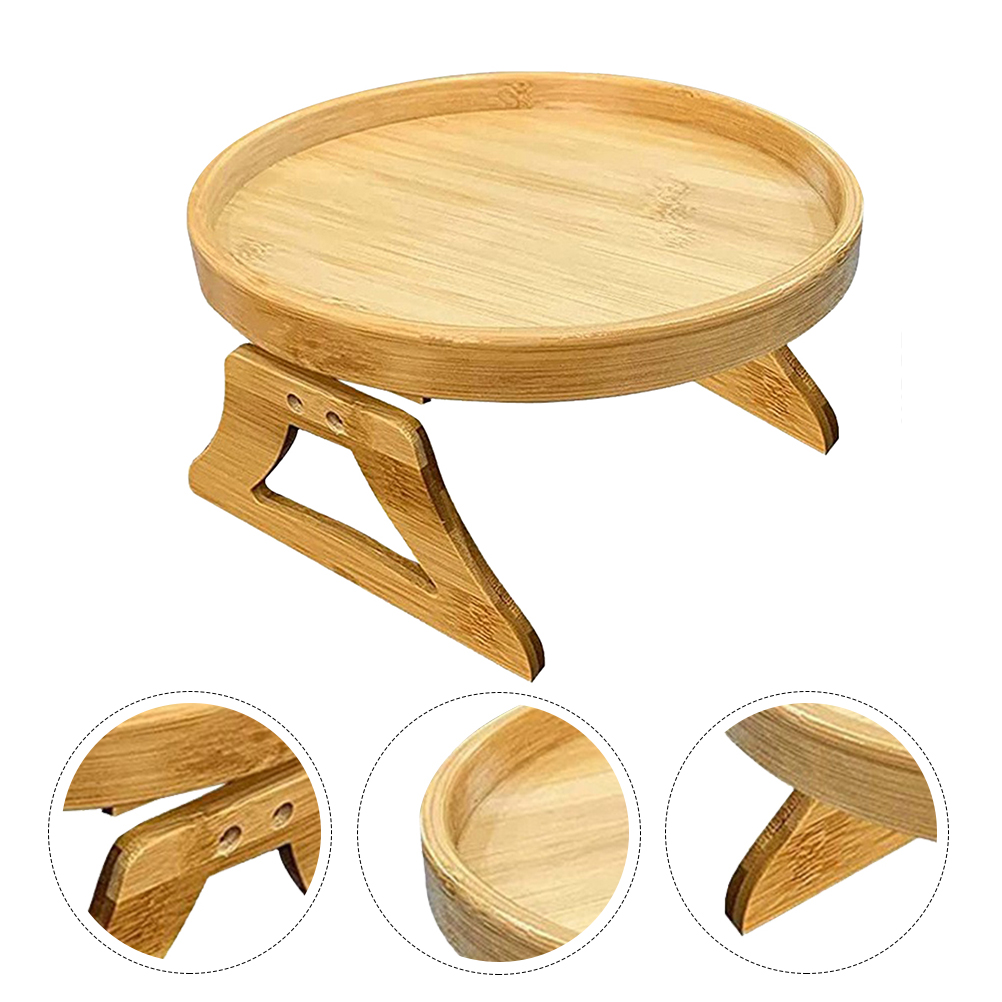 Sofa Arm Tray Table Couch Arm Table Multi-function Bamboo Tray Snacks Dessert Tray for Sofa: Default Title