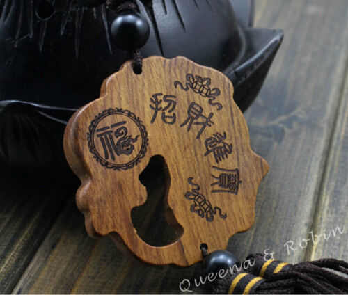 Estatua de perro Foo Pi Yao de Pixiu chino, tallada en madera, colgante de coche, artesanía de madera