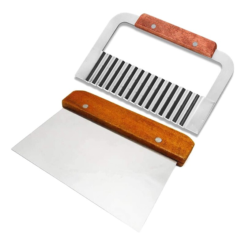 2 Pcs Stainless Steel Wavy & Straight Soap Mold Loaf Cake Cutter Cutting Tools Set,Soap Making Tool