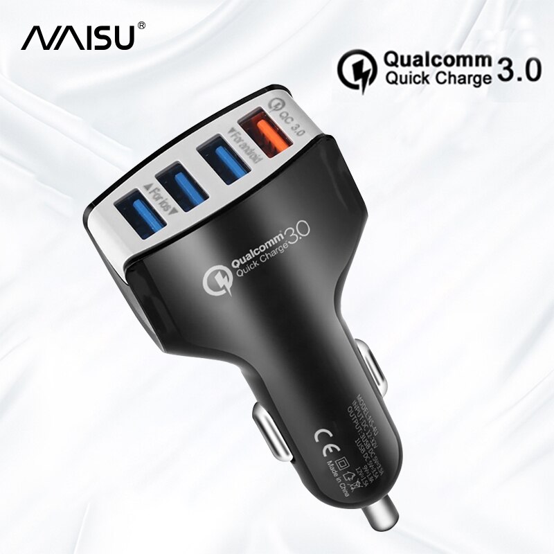 NAISU 4 USB Car-Charger Quick Charge QC3.0 Mobile Phone Car Adapter For Iphone 12Pro 11 Huawei P30Pro Samsung Xiaomi With Box