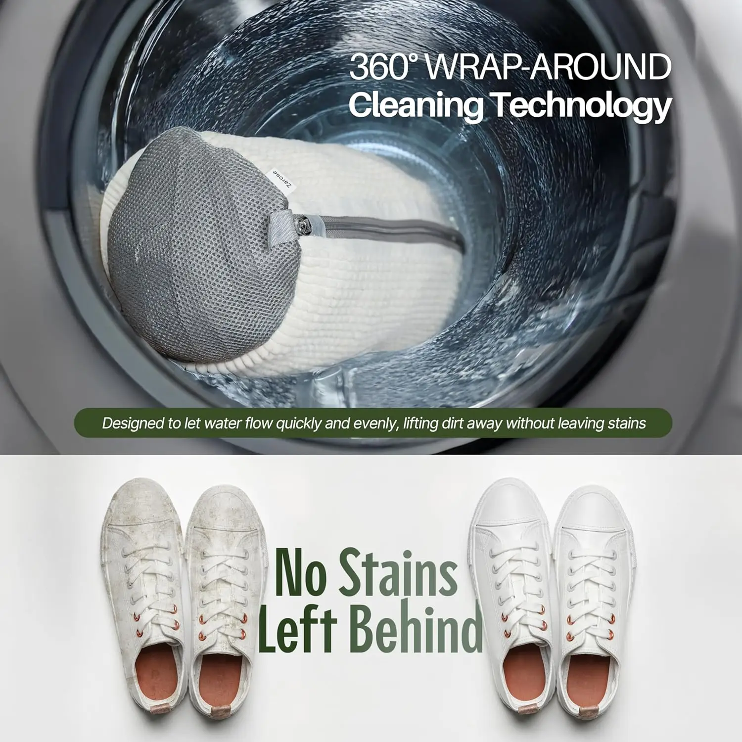 1/2Pcs Shoe Washing Machine Bag,Quick Easy Cleaning,Laundry Shoe Bag for Washer and Dryer,Suitable for All Shoe Types,Reusable