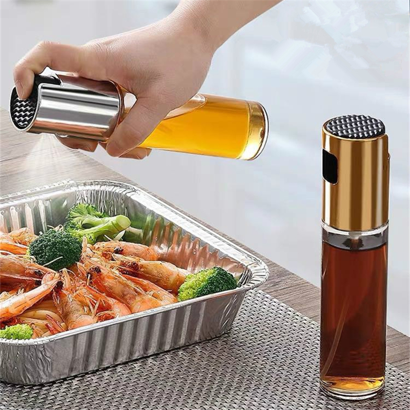 Olivolja spray dispenser mister flaska för matlagning bbq och air fryer, premium glas olja vinäger sojasås spray för grillning