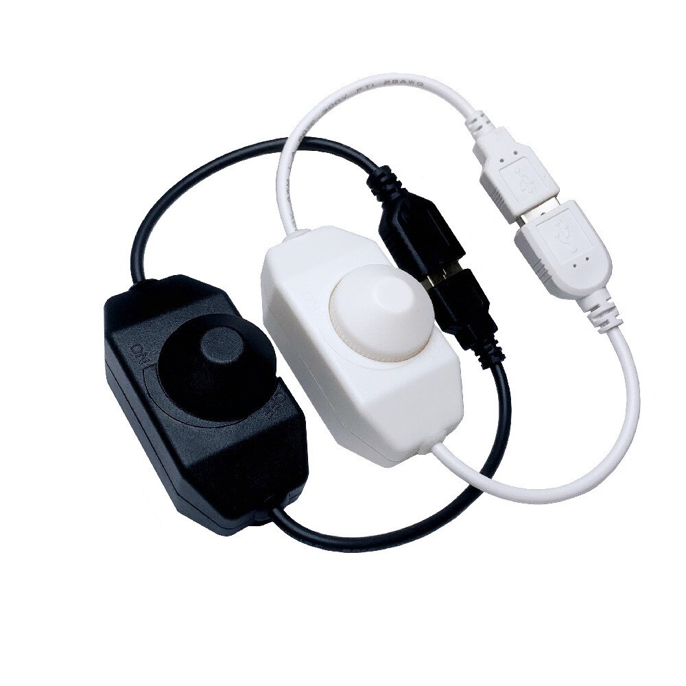 5V USB 0-100% PWM Manuelle Knopf LED Dimmer Regler für 5V LED Streifen Schwarz Stilvolle beleuchtung Zubehör Dimmer Schalter