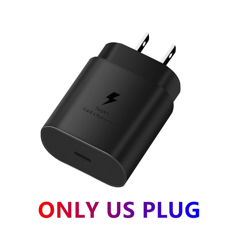 For Samsung Galaxy S22 S21 20 Plus Ultra Note 20 10 A90 82 80 72 71 70 60 52 51 50 PD Surper Fast Charger carregador fast charg: US Plug Black