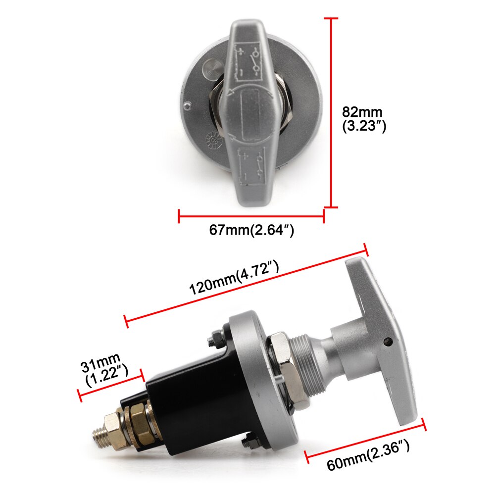 Heavy Duty Battery Kill Switch with 1500 Amp Rush Keep It Clean BATKD2 muscle Car Battery Isolator Disconnector YC101587