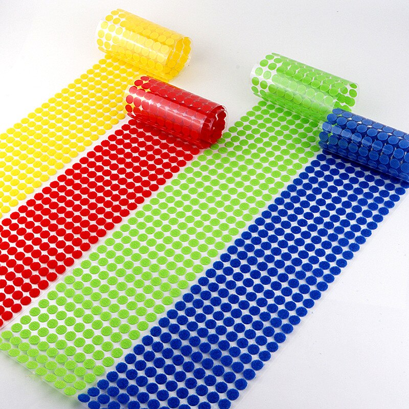 Multicolor 15Mm Dots Stickers Klittenband Dubbele Stok Zelfklevende Tape Nylon Sluiting Tape Thuisgebruik 100Pairs