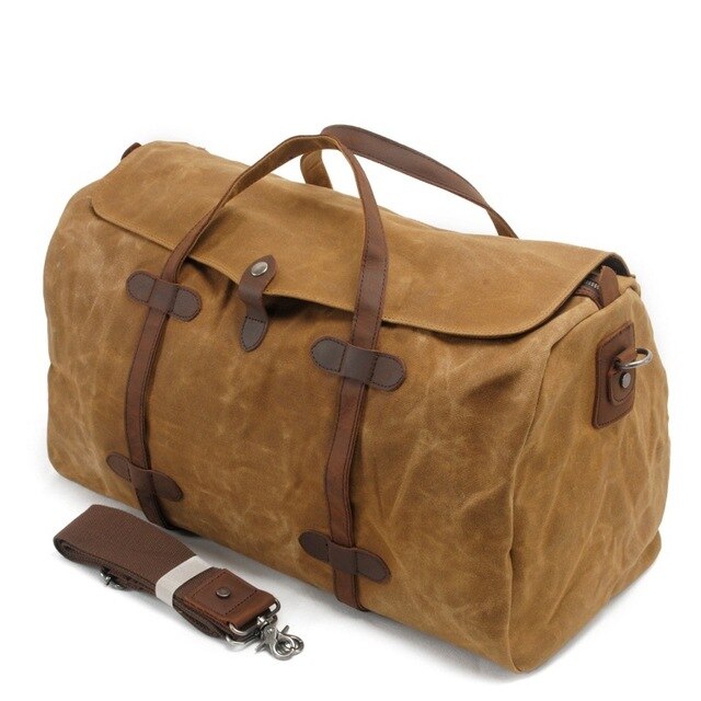 Bolsa de equipaje de viaje para hombre, bolso de lona de gran capacidad, impermeable, para viaje de negocios: khaki