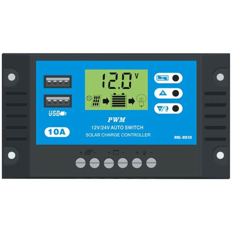 Controladores solares automáticos para el hogar, Panel LCD 10A /20A /30A, regulador de batería MPPT Solar, controlador de carga USB Dual con 5V/2A