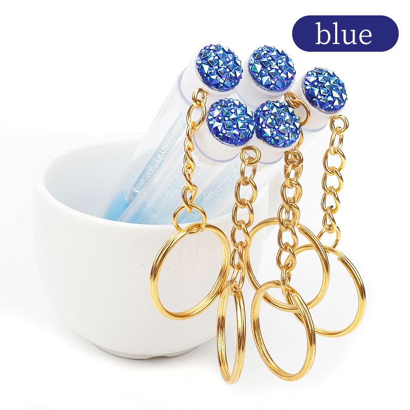 20/50/100 Stuks Buis Lash Borstel Met Gouden Sleutelhanger Strass Mascara Wand Applicator Microbrush Voor Wimperverlenging wenkbrauw Kam: Bruin / Bristle