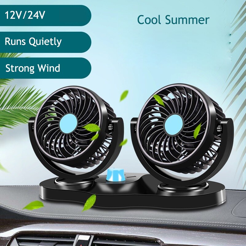 Ventilateur de refroidissement électrique 12V/24V, refroidisseur d'air à double tête pour siège arrière, ventilateurs réglables à faible bruit pour voiture, camion, RV