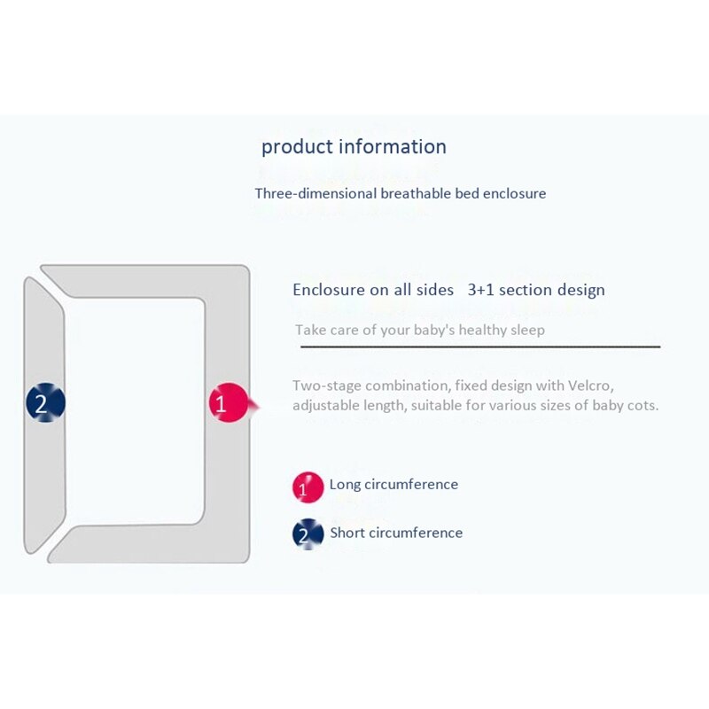 Wieg Hek Ademend Kindje Anti-Collision Beddengoed Kit Verwijderbare En Wasbare Bed Hek Babybed Bescherming Hek