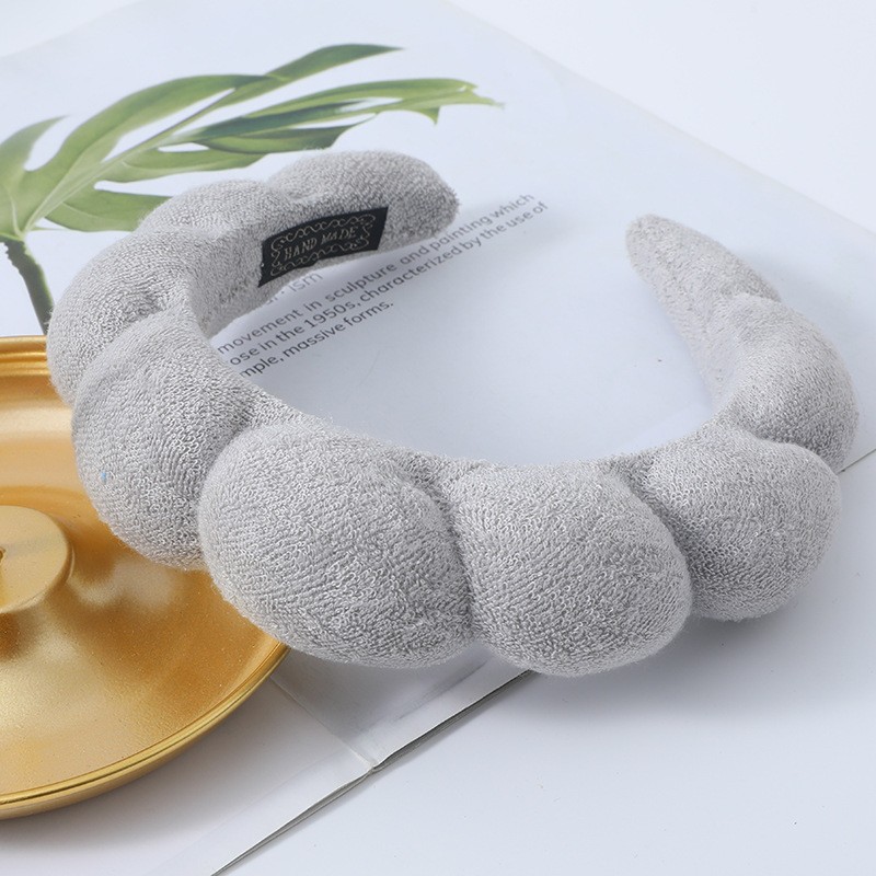 Diadema de esponja a la para mujer, accesorios para el cabello, banda para la cabeza multifunción para lavado de cara, eliminación de maquillaje, banda para el cabello para ducha: Gris