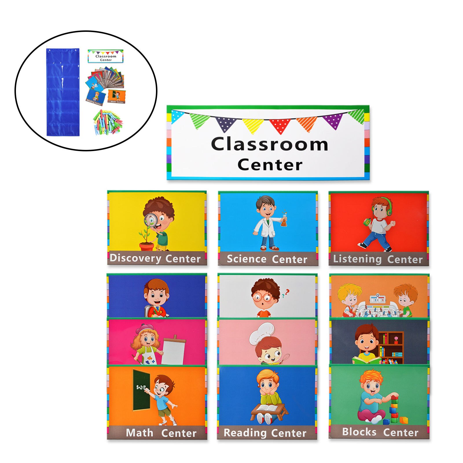 Management Pocket Chart 12 Subject Cards Table Durable Material Assigned Student Behavior for School Kindergarten Wall Newspaper