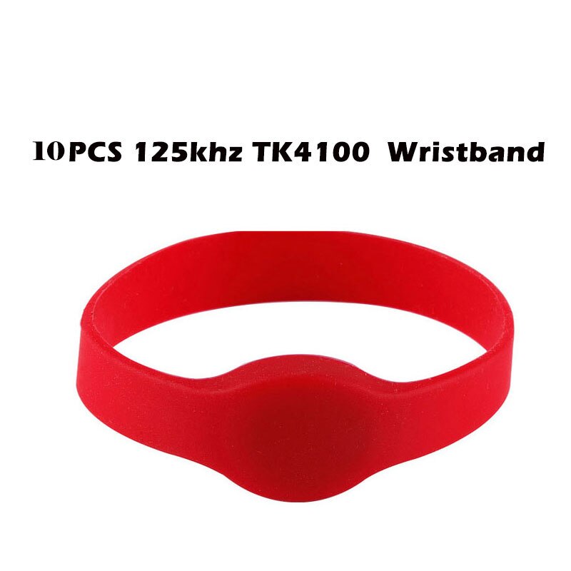 10 st 125 khz rfid  em4100 skrivskyddad armband ingång passerkort rfid fjärrkontroller armband silikon  tm 4100 skrivskyddad armband: 10 st röd