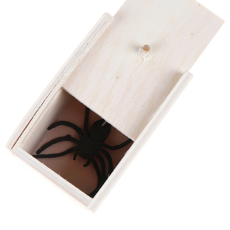 Prank Bauble April Fool's Day Spoof Funny Scare Small Wooden Box Spider Scary Girls Education Baby Toys