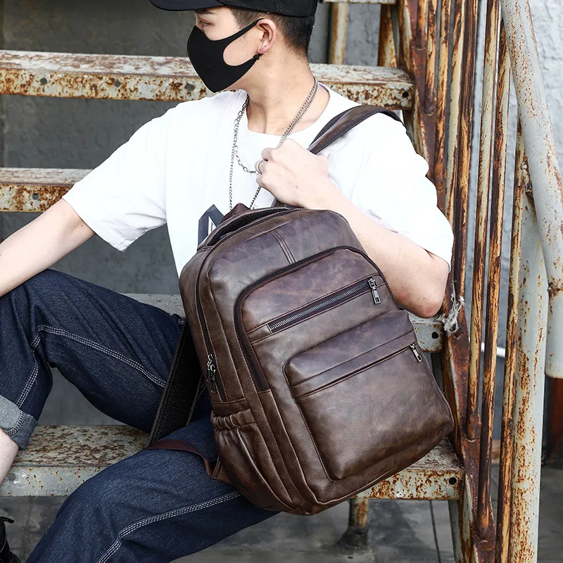 USB Charging Backpack Men PU Leather Bagpack Large Laptop Backpacks Male Mochilas Schoolbag For Teenagers Boys bags
