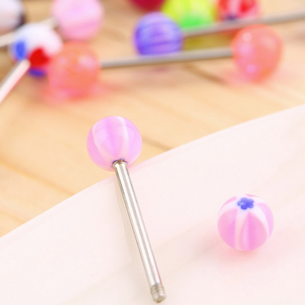 10/30/60/100Pcs Barbell Bar Tongue Piercing Cartilage Earrings Industrial Ring Colorful Body Jewelry Piercing
