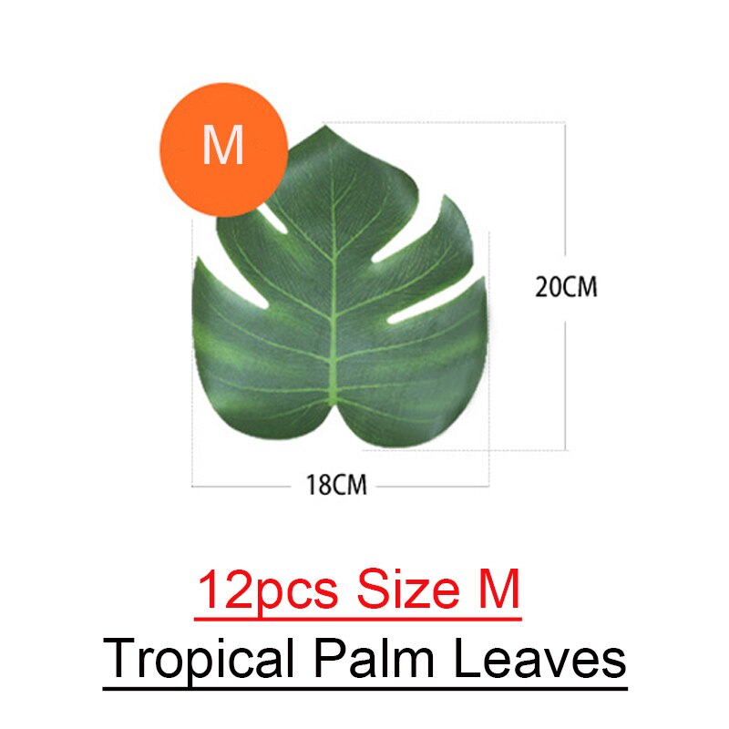 Decoración de hojas de palmera Tropical, decoración de boda, planta de Selva Verde, luau Hawaiano, en casa, 12 piezas: Size M Leaf