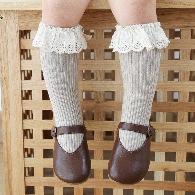 Frühling Sommer Nette Baby Kleinkinder Mädchen Boden Socken Kleinkinder Lange Weiche Baumwolle Spitze Kniehohe Rüschen Socke Anti-Unterhose prinzessin Socke