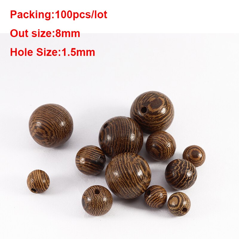 Natural Brown Wooden Beads Round Stripes Loose Spacer Wood Beads Abacus Beads For Diy Jewelry Makings Necklace Bracelets: 100pcs stripe 8mm