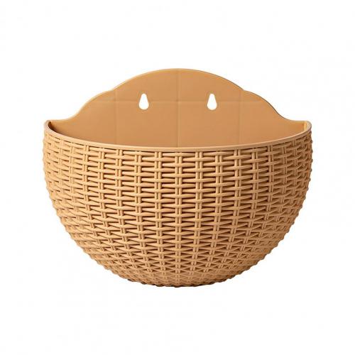 Hanging Planter Flower Pot Exquisite Wall-mounted Plastic Wall Hanging Basket Flowerpot for Garden Wall Hanging Basket Flowerpot: Khaki
