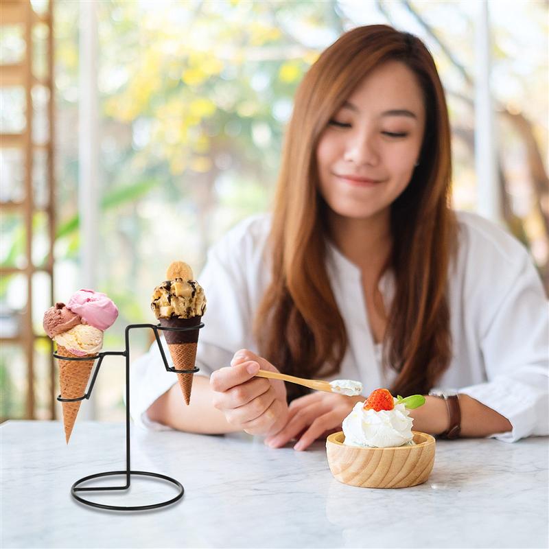 Iron Art Ice Cream Holder Simple Iron Ice Cream Stand for Display Storage