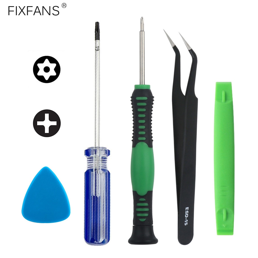 Kit d'outils de réparation pour PS4, PH00 Phillips et TR9 Torx tournevis de sécurité ESD pincettes outils d'ouverture à levier pour contrôleur de PS4 5 pièces