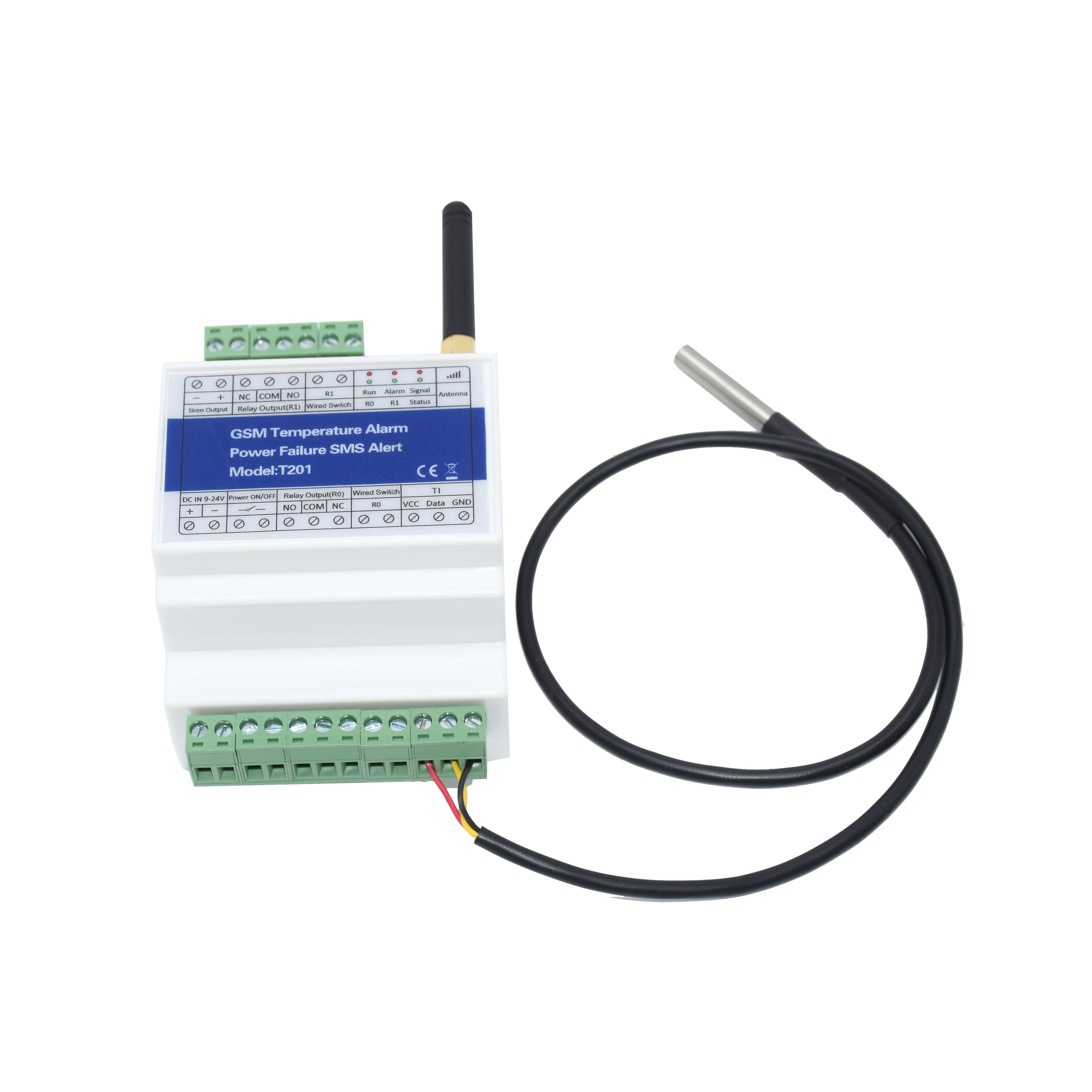DIN-rail GSM SMS Remote Relay Controller ON/OFF Switch With 2 Relay Output Temperature Sensor