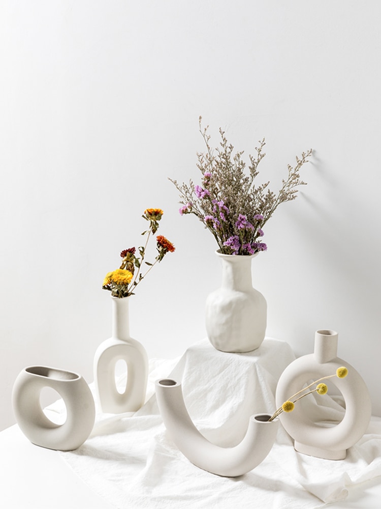 Vase dekoration hjem nordisk keramik vase hjem kunst blomsterarrangement tørret blomster dekoration lille vase dekoration