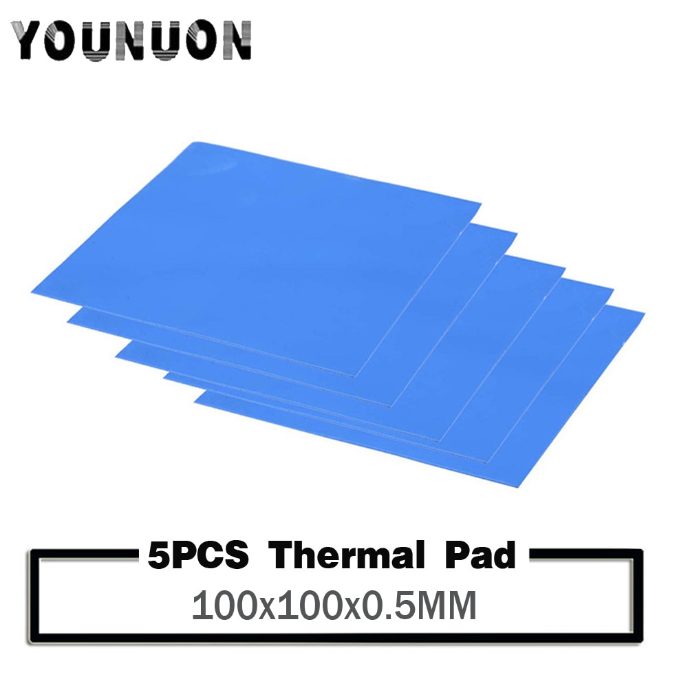 5pcs YOUNUON 100x100x0.5mm Thermal Pad GPU CPU Heatsink Cooling Conductive Silicone Pad 0.5mm thickness thermal pad