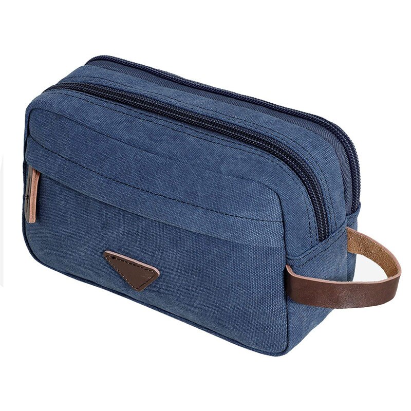 Men Handbag Toiletry Kit Cosmetic Organizer Bag Canvas Travel Waterproof Wash Bag Female Makeup Box Women Make Up Beauty Case: blue