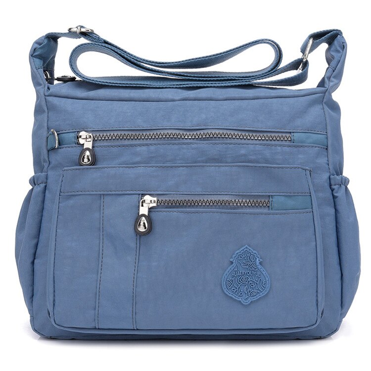 Sac messager pour femme, sac à bandoulière en nylon imperméable, sac à bandoulière décontracté pour filles, sacs à main en solde: Gris bleu