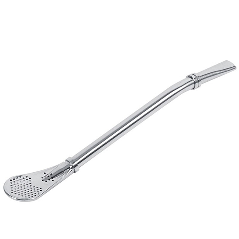 Pajita de acero inoxidable hecha a mano para beber, filtro Yerba Mate té Bombilla calabaza lavable, herramientas prácticas de té, accesorios de barra: Silver