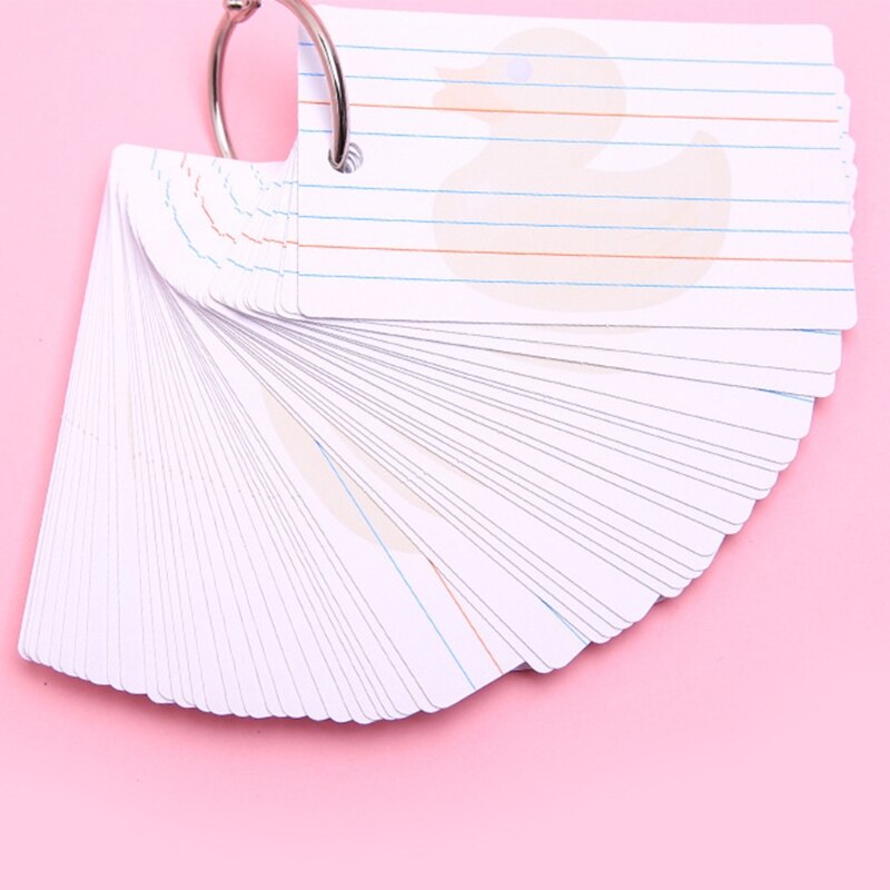 Blank Index Card Flash Cards Note Paper Set with Binder Ring Refillable for Kids