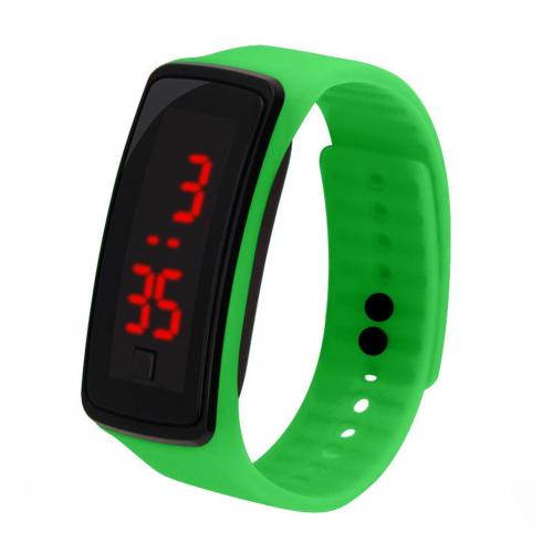 Children Kids Silicone Band LED Screen Electronic Digital Sports Wrist Watch Smart Bracelet Band: Green