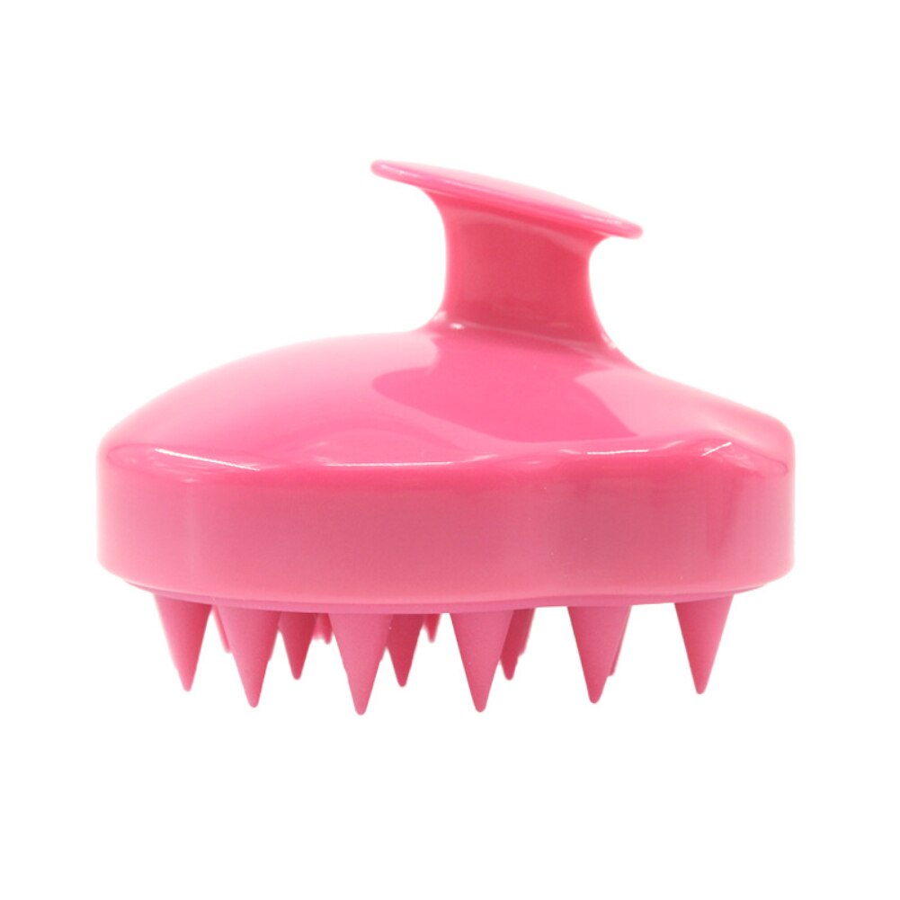 1PC Spa Slimming Massage Brush Silicone Head Body Shampoo Scalp Massage Brush Comb Hair Washing Comb Shower Bath Brush: rose red