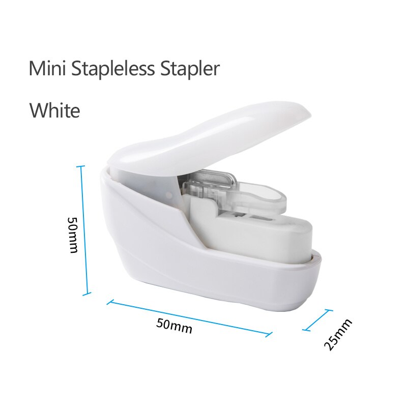 Machine Handheld Nietje Kleur Stapleless Papier Nietje Machine Veiligheid Mini Nietmachine Zonder Nietjes 4 Vel Capaciteit Diy Binding: White-pcs1