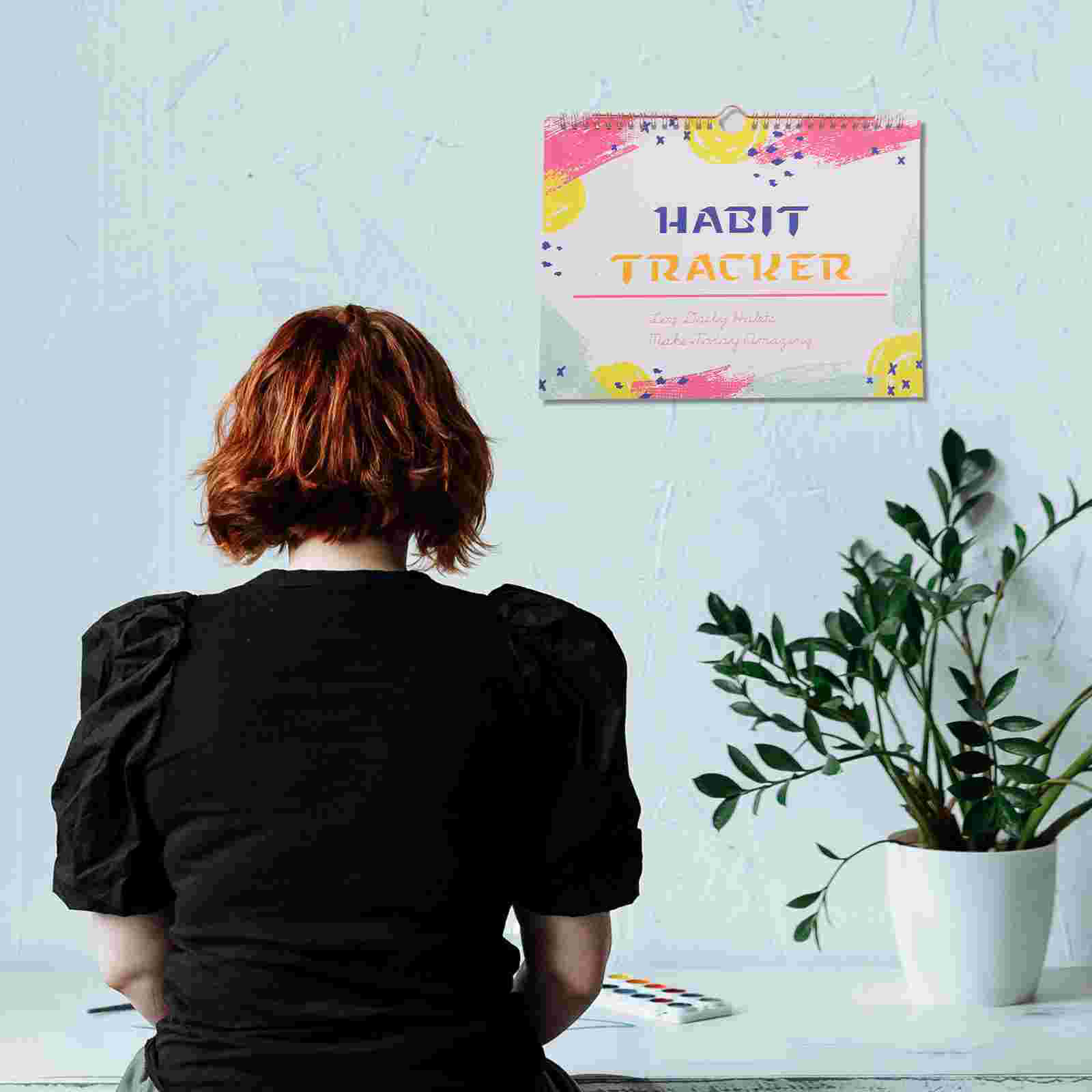 Simple Light Yellow White Planner Goal Tracker Desk Calendar Journal Habit Tracker No Date Paper Diary Workout Planner Goals