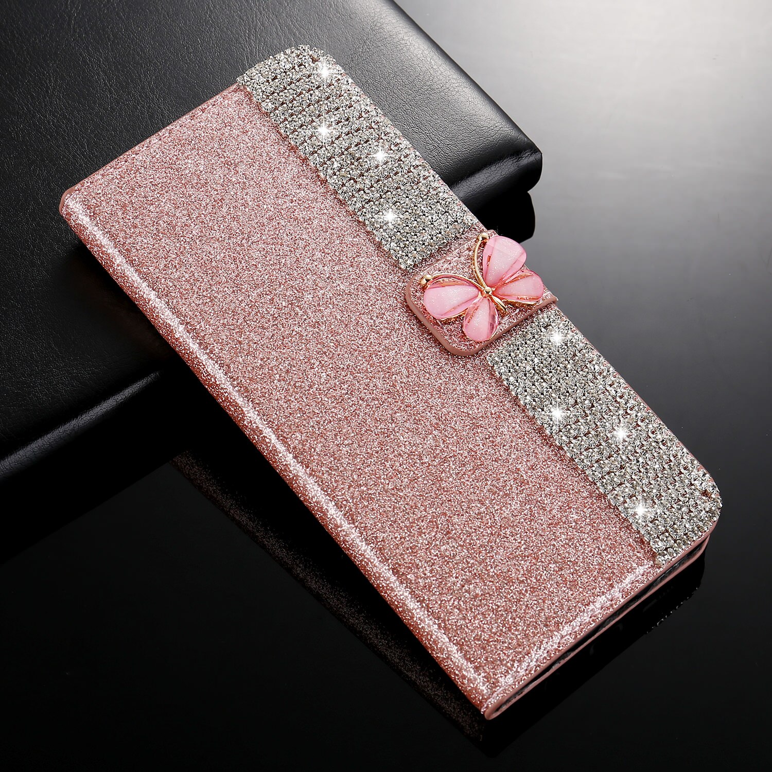 L-FADNUT Bling funkeln Brieftasche Telefon fallen Für HUAWEI Kamerad 20 Profi P20 Lite P30 Nova 4e Luxus Ständer Abdeckung 360 schutz Capa: Pro HUAWEI P30 / Rose Gold