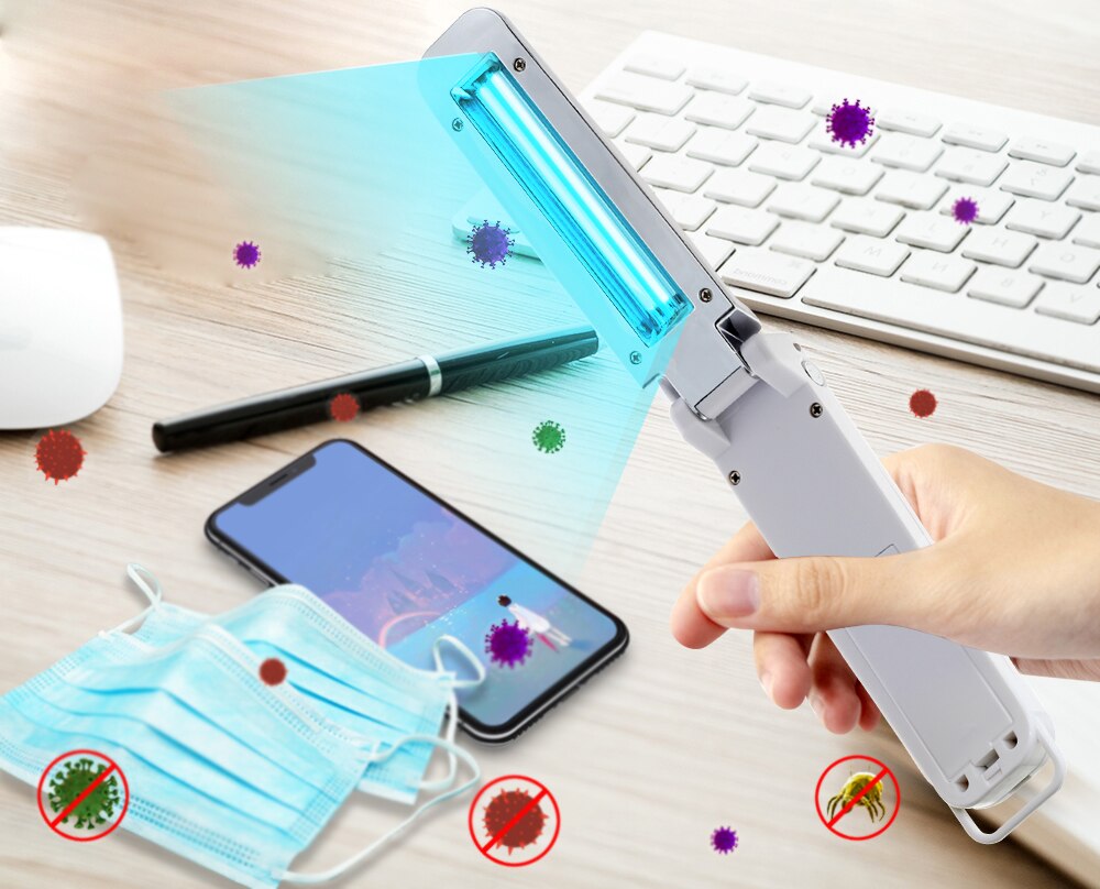 Handheld Sanitizer UVC Light Sterilizer Ultraviolet Wand Portable Disinfection Lamp for Hotel House Office Killing Virus Germs