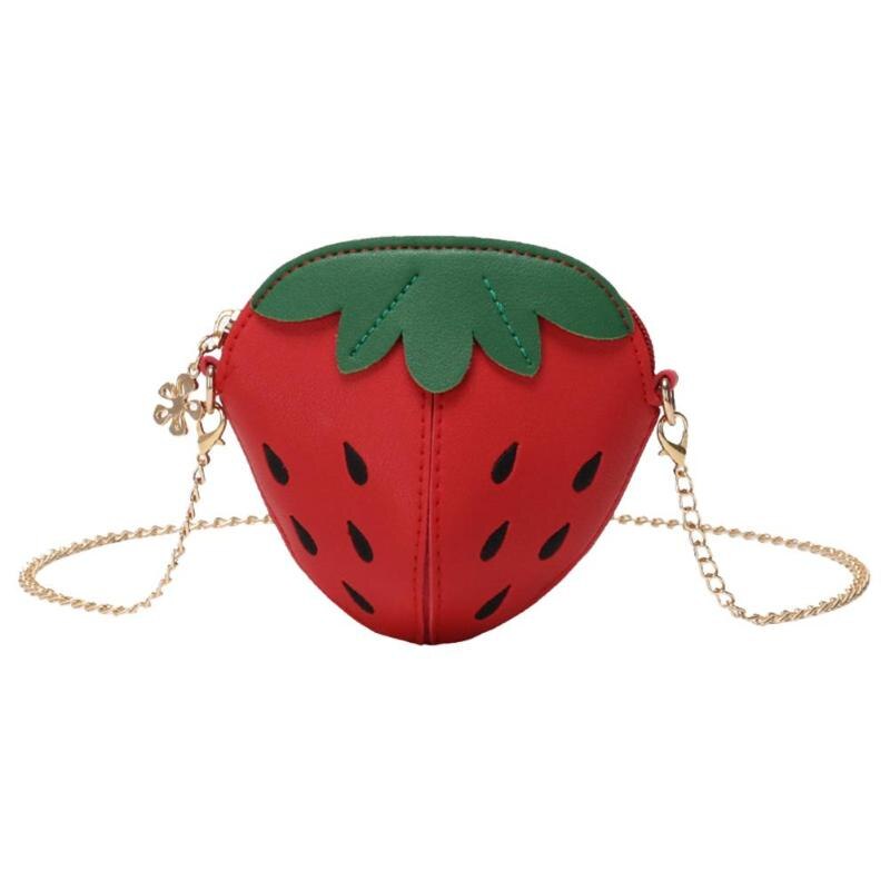 Söta tecknade crossbody väskor för kvinnor jordgubbar mini pu läder axelväskor