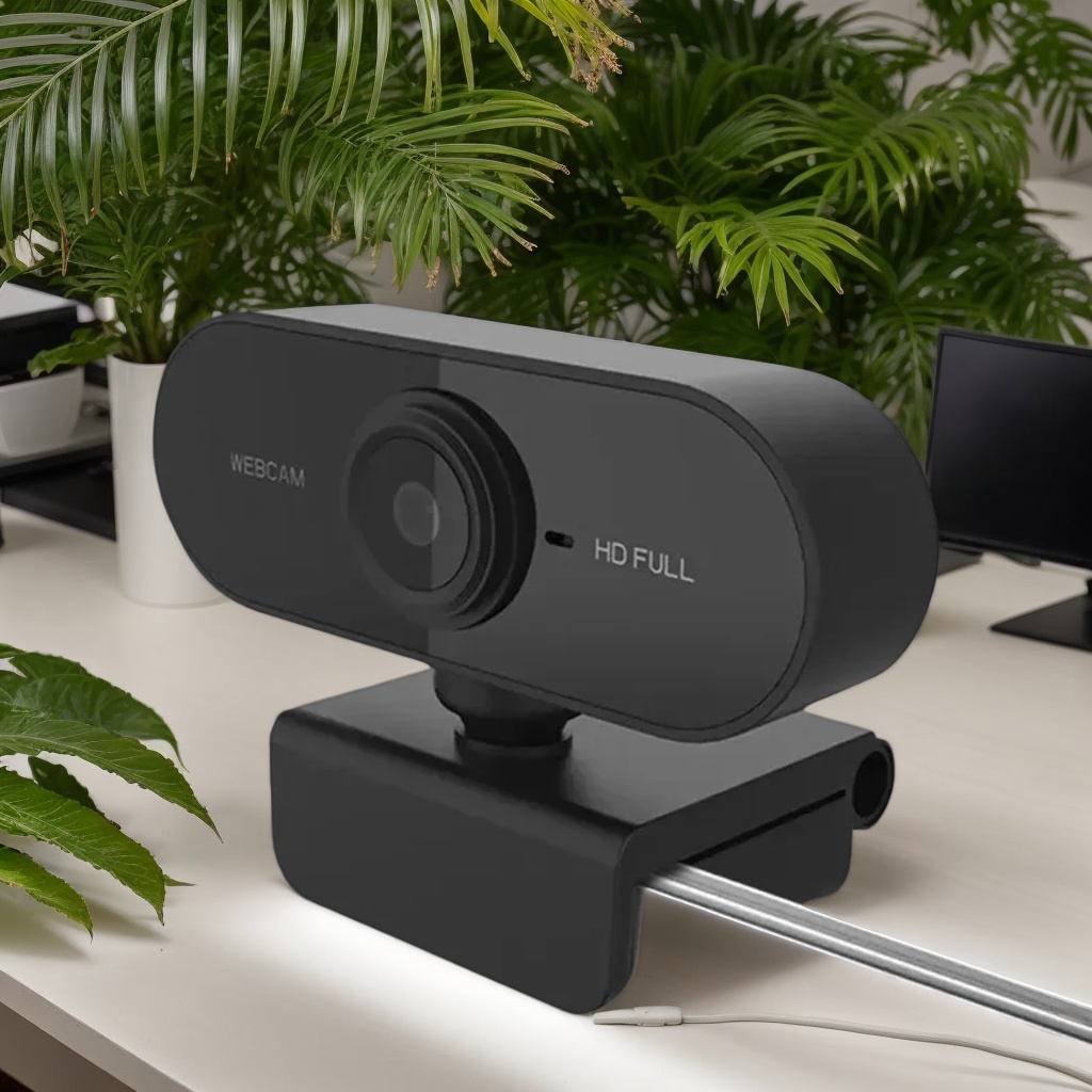 Webcam  hd 1080p completa - usb com microfone, flexível e giratória, para laptops, desktops e ensino online.