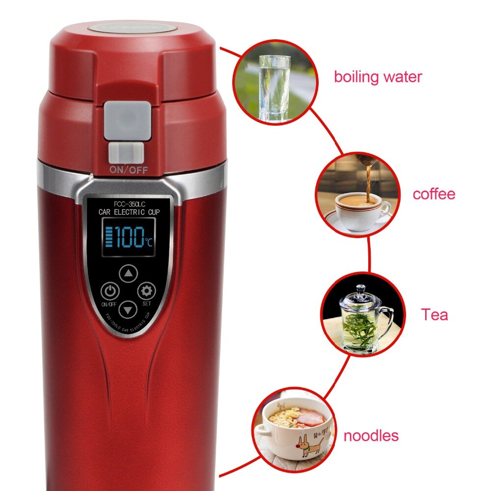 12V/24V 350Ml Draagbare Auto Auto Verwarming Elektrische Cup Voertuig Opladen Verwarmde Mok Met Lader Auto reizen Mok