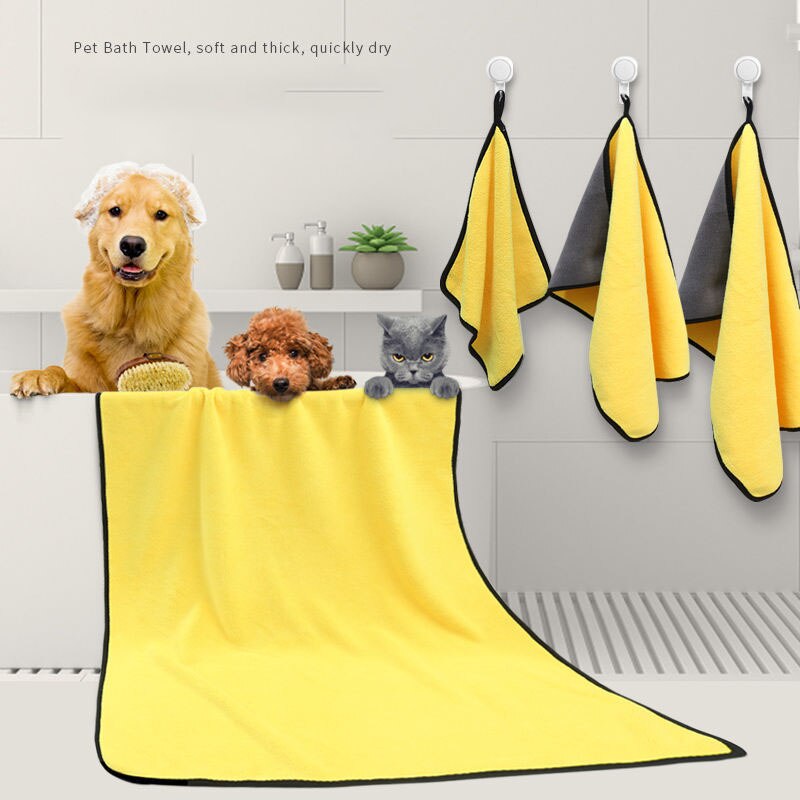 Serviette absorbante à haute épaisseur pour chien et chat, fourniture d'artefact en Fiber super absorbante à séchage rapide avec une serviette de bain